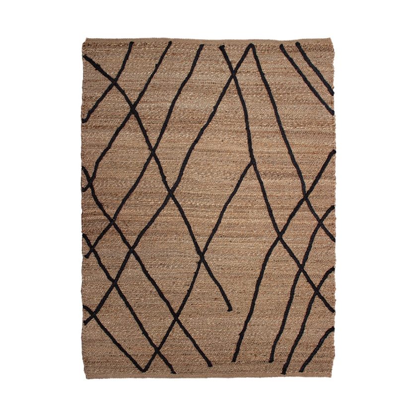 Tape'te decorativo yute hessian lines black (1)